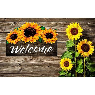 Sunflower Welcome Sign 8" x 12" for Front Door & Home Decor