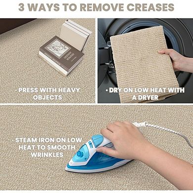 2x3 Braided Cotton Rug, Washable Non-Slip Entryway Mat, Khaki/Beige