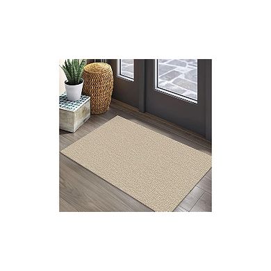 2x3 Braided Cotton Rug, Washable Non-Slip Entryway Mat, Khaki/Beige