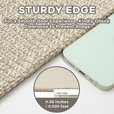 2x3 Braided Cotton Rug, Washable Non-Slip Entryway Mat, Khaki/Beige