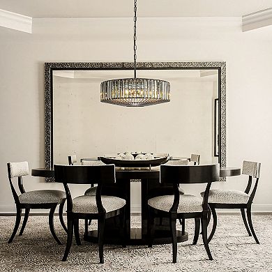 24'' Unique Modern Crystal Chandelier 6-Light Luxury Matte Black Pendant with Clear Crystal