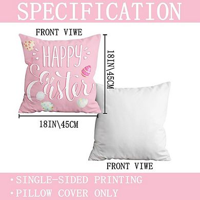 Easter Bunny Pillow Covers 18x18 Set of 4, Blue Pink Buffalo Plaid