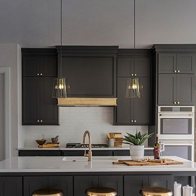 9" Minimalist Angled Ceiling Lantern Brown Glass Chandelier 1-Light Rustic Modern Pendant Light