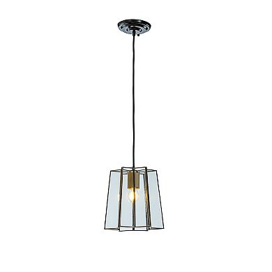 9" Minimalist Angled Ceiling Lantern Brown Glass Chandelier 1-Light Rustic Modern Pendant Light