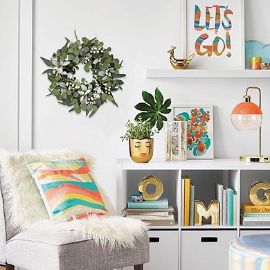 20 Inch Eucalyptus Wreath with Berries for Front Door, Green Farmhouse Decor