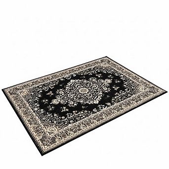 2x3 Black Low-Pile Washable Rug, Non-Slip for Bedroom or Entryway