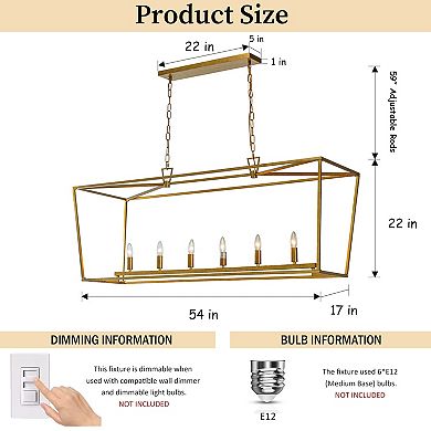 Modern Farmhouse Linear Kitchen Island Chandelier Industrial Candlestick Cage Chandelier