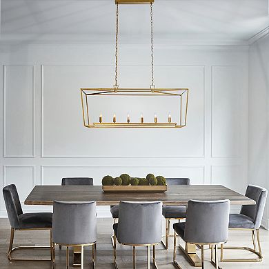 Modern Farmhouse Linear Kitchen Island Chandelier Industrial Candlestick Cage Chandelier