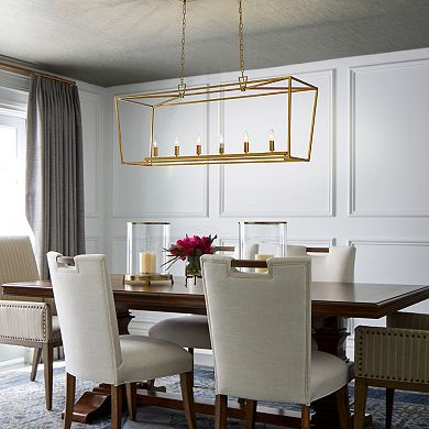 Modern Farmhouse Linear Kitchen Island Chandelier Industrial Candlestick Cage Chandelier