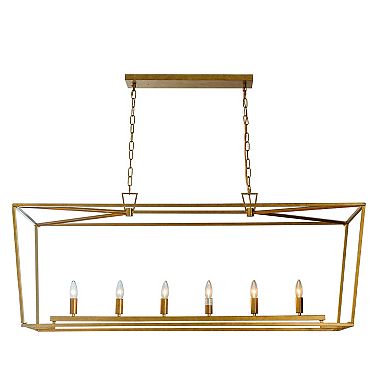 Modern Farmhouse Linear Kitchen Island Chandelier Industrial Candlestick Cage Chandelier