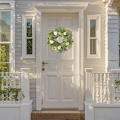 Spring Summer Rose Eucalyptus & Berries Wreath for Front Door, All-Season Home Decor