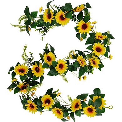 Sunflower & Eucalyptus Garland for Wedding, Party & Christmas Décor (1.95m)