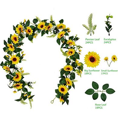 Sunflower & Eucalyptus Garland for Wedding, Party & Christmas Décor (1.95m)