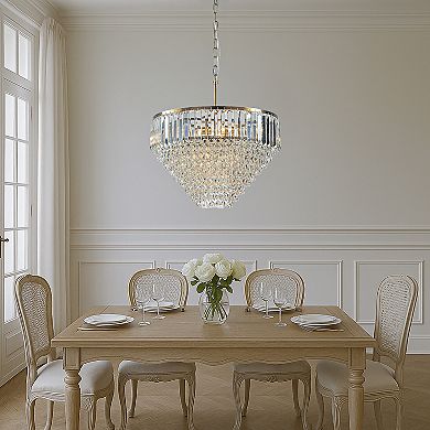 5 Lights 20" Modern Glam Antique Gold Crystal Tiered Chandelier Luxury Ceiling Light