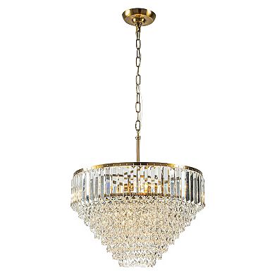 5 Lights 20" Modern Glam Antique Gold Crystal Tiered Chandelier Luxury Ceiling Light
