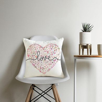 Valentine Pillow Cover 18x18 Inch Pink Floral Heart