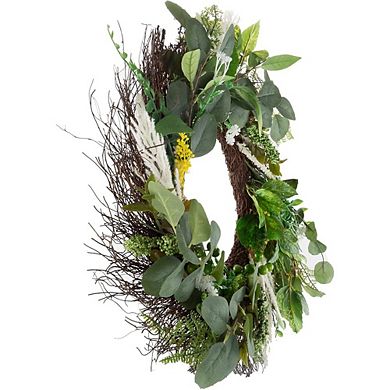 22 Inch Artificial Sweet Anne Eucalyptus Wreath for Home Decor
