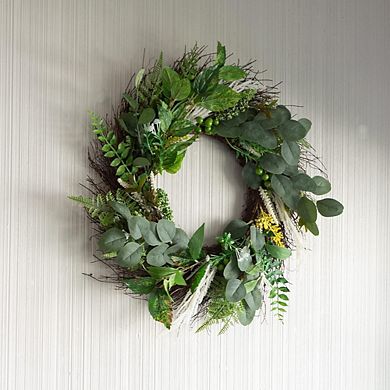22 Inch Artificial Sweet Anne Eucalyptus Wreath for Home Decor