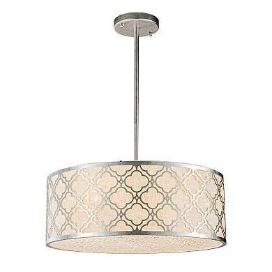 5 Light 22" Modern Classic Linen Drum Matte Vintage Silver Chandelier for Dining Room, Bedroom