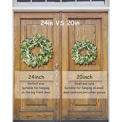 24-26" Artificial Eucalyptus Wreath with Berries, Spring & Summer Front Door Decor