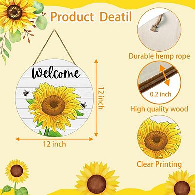 Sunflower Wreath with Welcome Sign for Front Door & Home Decor