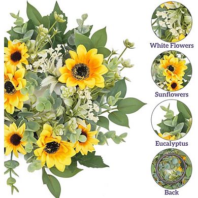 2 Pcs Mini Sunflower Candle Rings for Table, Window, and Home Decor (9 Inches)