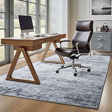 4x6 Grey Abstract Area Rug, Modern Low-Pile, Soft, Non-Slip, Washable