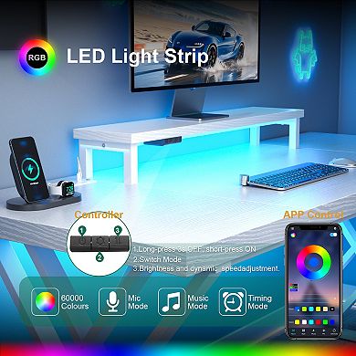 Lufeiya Gaming Desk with USB, Computer Desk with Monitor Riser for Home Office, Office Desk
