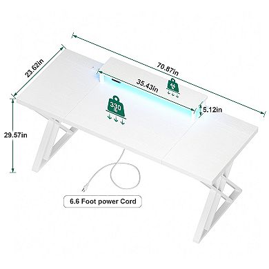 Lufeiya Gaming Desk with USB, Computer Desk with Monitor Riser for Home Office, Office Desk