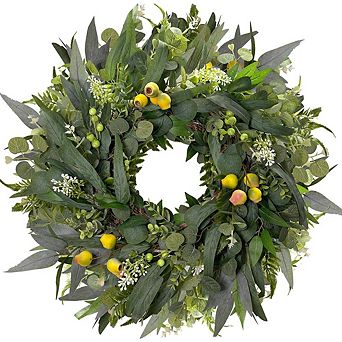 24 in Spring Eucalyptus Wreath All-Season Greenery for Front Door, Wall, Farmhouse Decor