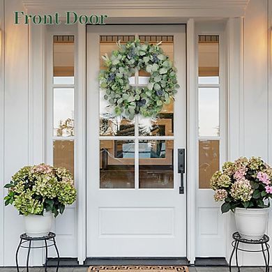 24" Eucalyptus Wreath with Olive Leaves & Berries, Handmade for All-Year Decor