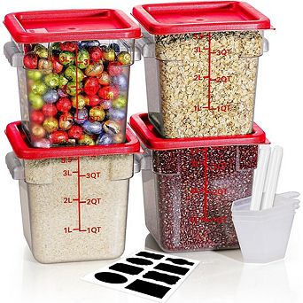 8 Pack 4-qt Clear Food Storage Containers with Lids, BPA-Free