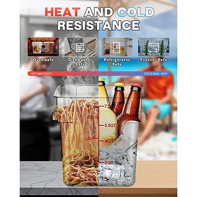 8 Pack 4QT Clear Food Storage Containers with Lids, BPA-Free