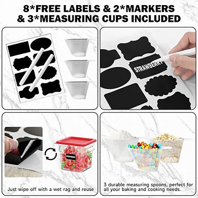 8 Pack 4QT Clear Food Storage Containers with Lids, BPA-Free