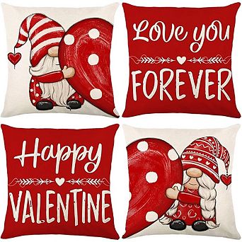 alentine’s Day Pillow Covers 18x18 Set of 4 Heart Cushions