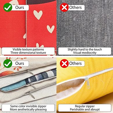 alentine’s Day Pillow Covers 18x18 Set of 4 Heart Cushions