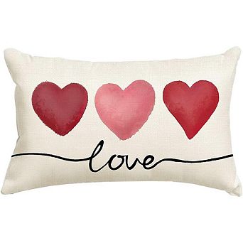 Valentine’s 12x20 Red & Pink Heart Lumbar Pillow Covers for Home & Patio