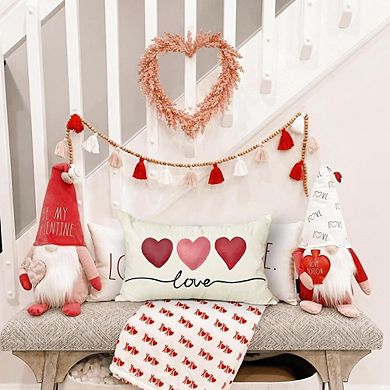 Valentine’s 12x20 Red & Pink Heart Lumbar Pillow Covers for Home & Patio