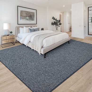 3x5 Memory Foam Rug, Low-Pile, Dark Blue & White