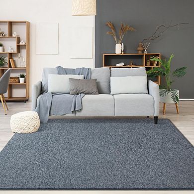 3x5 Memory Foam Rug, Low-Pile, Dark Blue & White