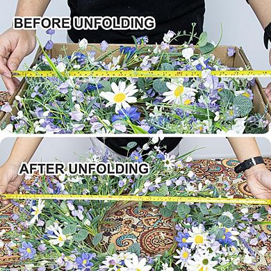 28-Inch Spring Wreath with White Sunflowers, Lavender & Wildflowers for Door Decor