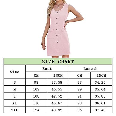 Womens Shift Dresses Sleeveless MIni Dress Casual Button Down Summer Dresses Outfits with Pockets