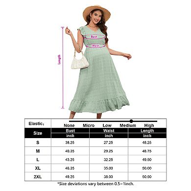 Women's V-Neck Maternity Dress Summer Ruffle Sleeve Sleeveless Maxi Dress