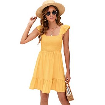 Women Casual Sleeveless Tie Back Solid Dress