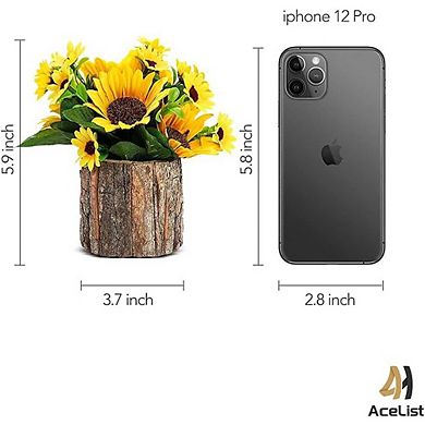 Sunflower Arrangements in Rustic Bark Pots, Set of 2 for Home & Decor