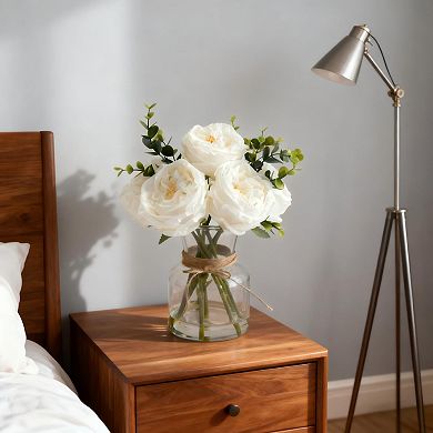 Artificial Roses in Vase, Lifelike Faux Flowers Arrangement with Artificial Water