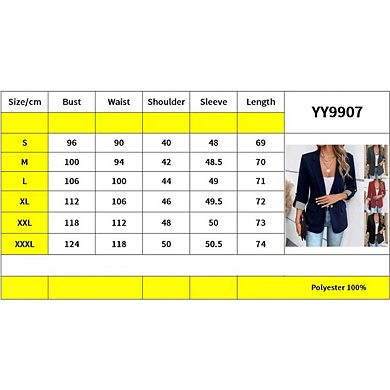 Women's Business Casual Blazer Rolled Sleeve Open-Flap Slim Fit Blazer with Pockets