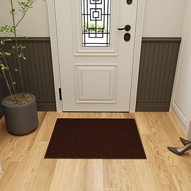 2'3" x 3' Non-Slip Solid Entryway Rug, Stain-Resistant Small Area Mat, Brown