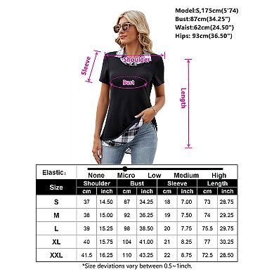 Women Business Casual Short Sleeve Color Block Collared Shirt
