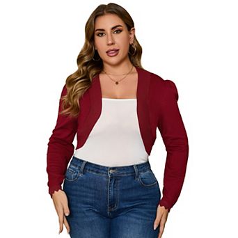 Women Plus Size Cardigan Shrug Lightweight Open Front Knit Cropped Bolero Cardigan Sweater